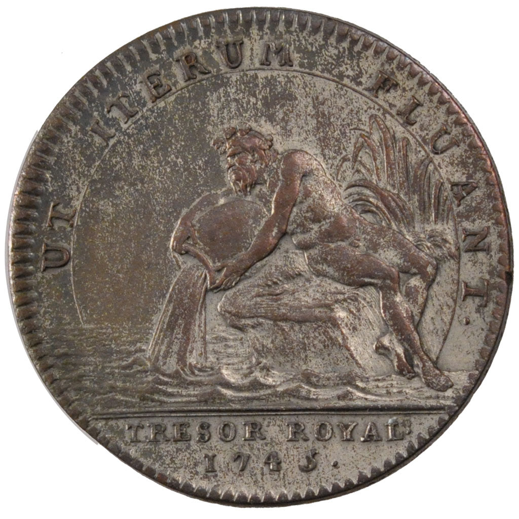 France, Royal, Token, 1745, EF(40-45), Copper, Feuardent #2099, 6.53