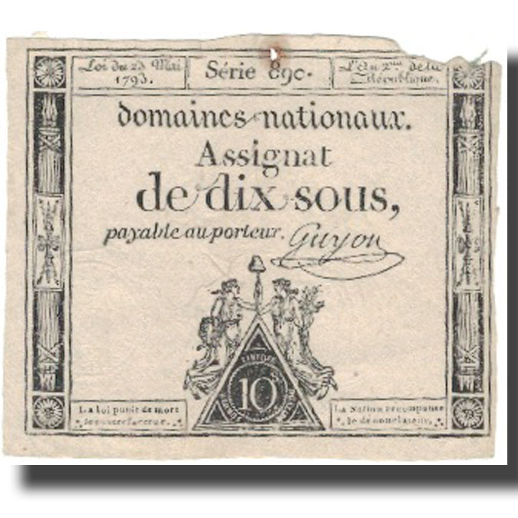Francia, 10 Sous, 1793, 1793-05-23, B+, KM:A68b, Lafaurie:165