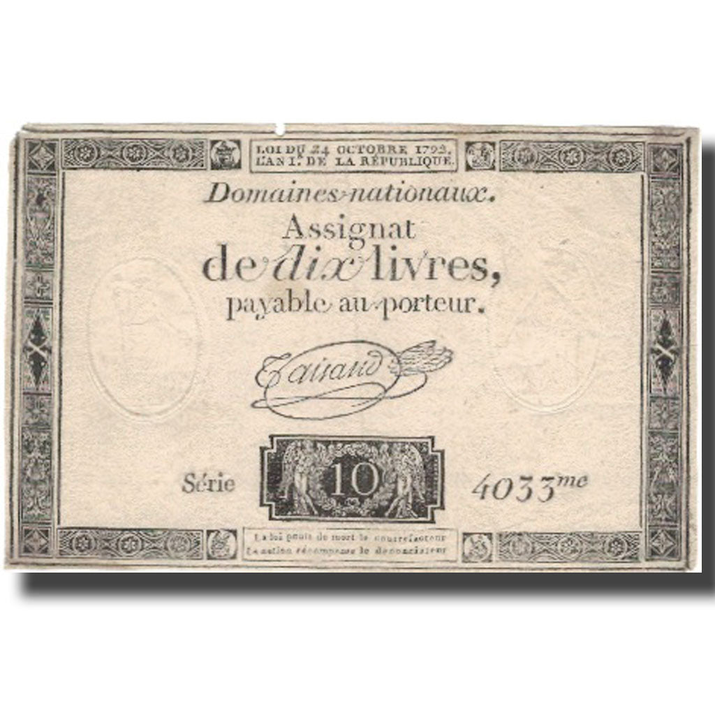 Frankrijk, 10 Livres, 1792, 1792-10-24, TTB+, KM:A66a, Lafaurie:161b