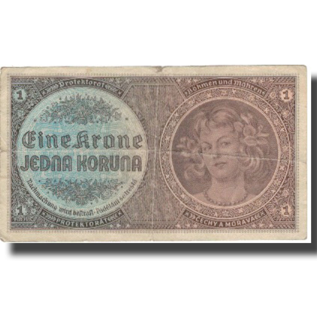 Banknote, Bohemia and Moravia, 1 Koruna, KM:3a, VF(30-35)