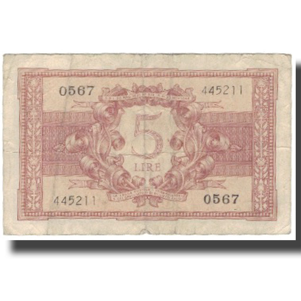 Geldschein, Italien, 5 Lire, 1944, 1944-11-23, KM:31c, S+