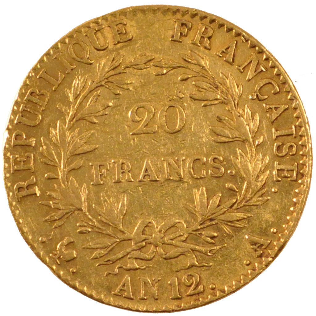 FRANCE, 20 Francs, 1802, Paris, AU(50-53), Gold, Gadoury #1020, 6.43