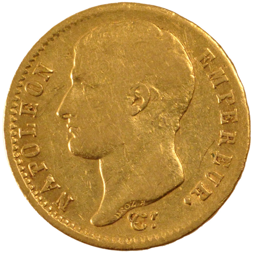 FRANCE, Napoléon I, 20 Francs, 1807, Paris, KM #A687.1, VF(30-35), Gold, Gadoury