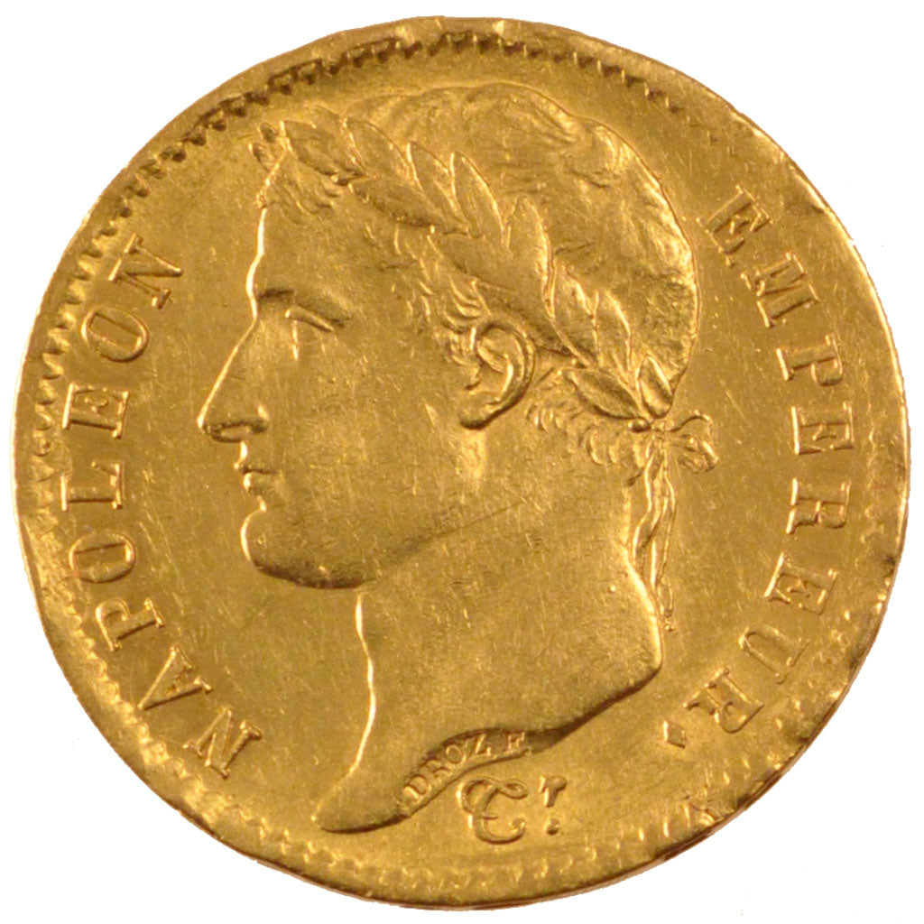 FRANCE, Napoléon I, 20 Francs, 1808, Paris, KM #687.1, AU(55-58), Gold, Gadoury 
