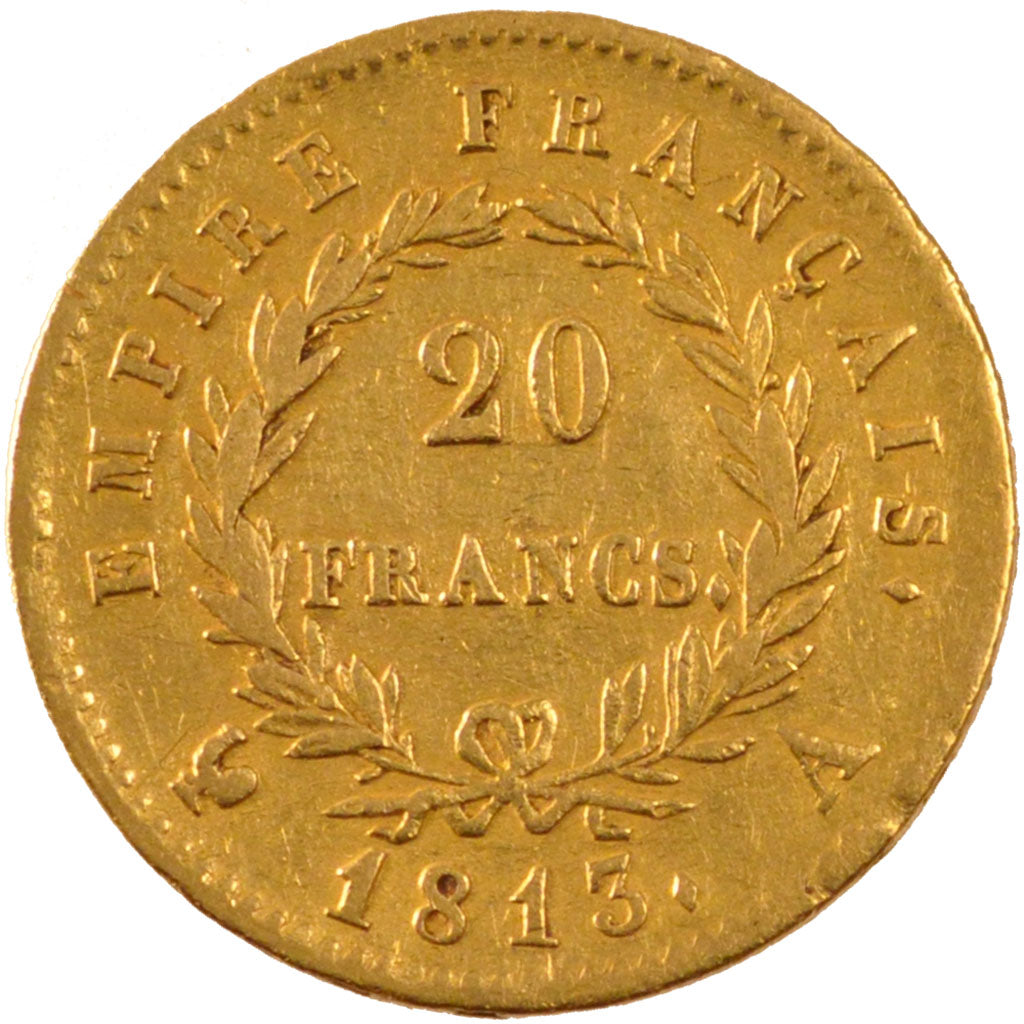 FRANCE, Napoléon I, 20 Francs, 1813, Paris, KM #695.1, EF(40-45), Gold, Gadoury 