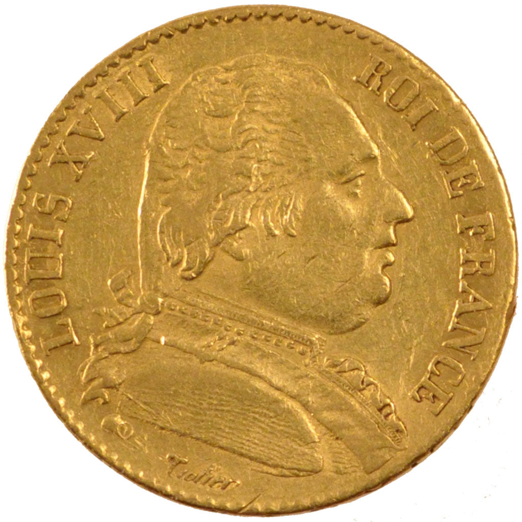 FRANCE, 20 Francs, 1815, Bayonne, EF(40-45), Gold, Gadoury #1026, 6.39