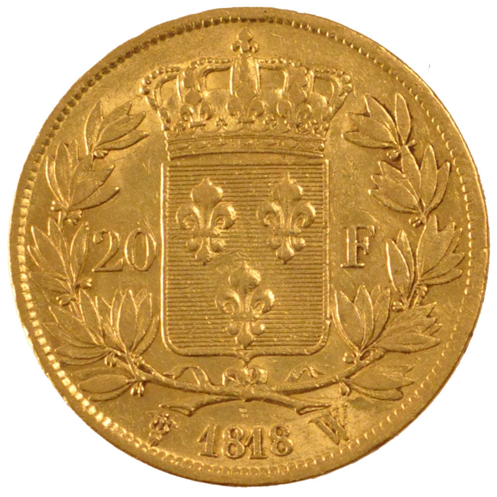 FRANCE, Louis XVIII, 20 Francs, 1818, Lille, KM #712.9, EF(40-45), Gold,...