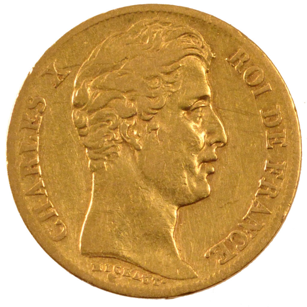 FRANCE, Charles X, 20 Francs, 1830, Paris, KM #726.1, VF(30-35), Gold, Gadoury..
