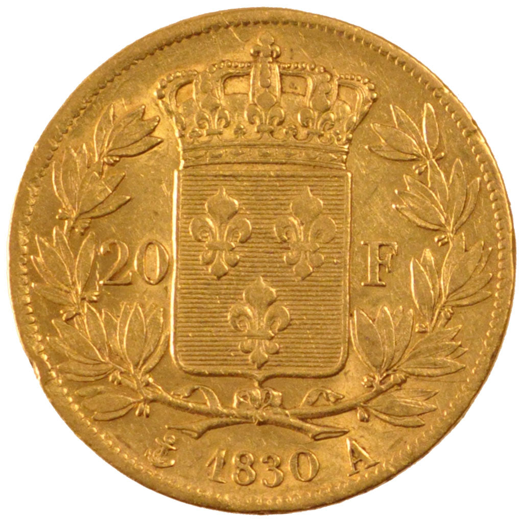 FRANCE, Charles X, 20 Francs, 1830, Paris, KM #726.1, EF(40-45), Gold, Gadoury..