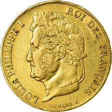 Coin, France, Louis-Philippe, 20 Francs, 1840, Paris, AU(50-53), Gold, KM:750.1