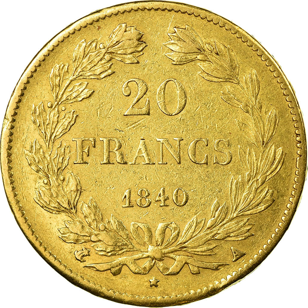 Coin, France, Louis-Philippe, 20 Francs, 1840, Paris, AU(50-53), Gold, KM:750.1