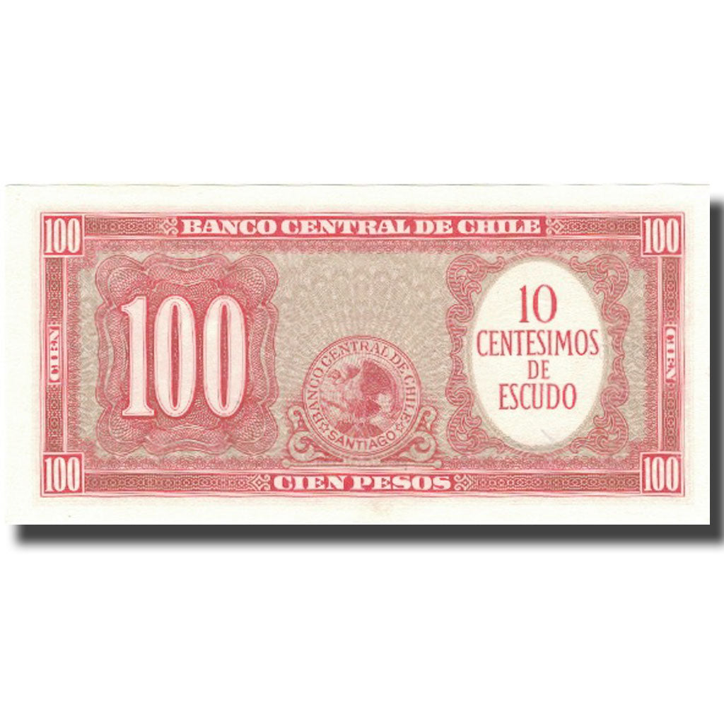 Nota, Chile, 10 Centesimos on 100 Pesos, 1960-61, KM:127a, UNC(64)