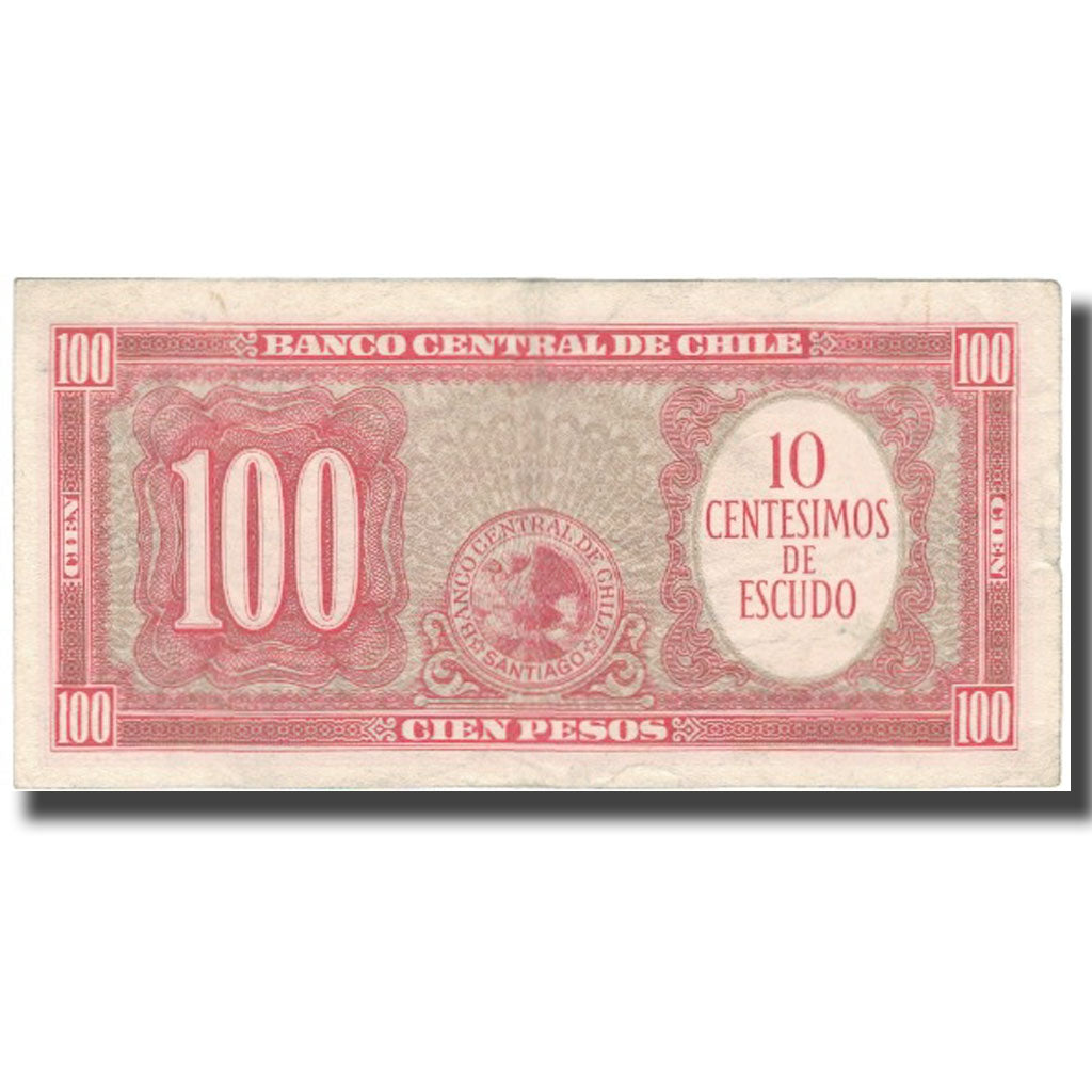 Banknote, Chile, 10 Centesimos on 100 Pesos, 1960-61, KM:127a, EF(40-45)