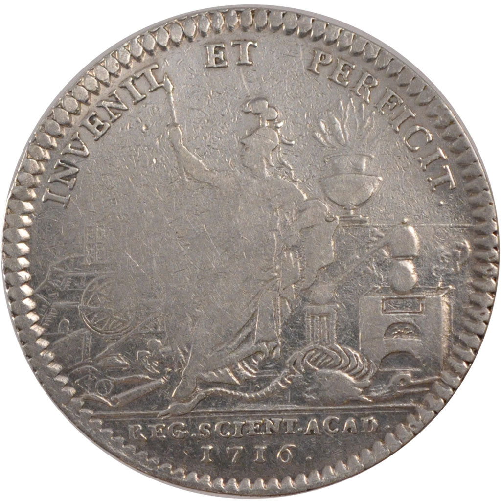 France, Royal, Token, 1716, EF(40-45), Silver, Feuardent #4406, 7.92