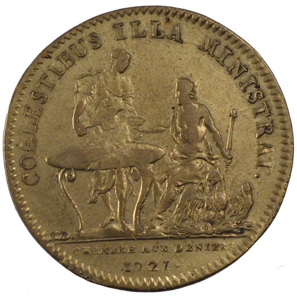 France, Royal, Token, 1721, EF(40-45), Brass, Feuardent #2458, 6.66