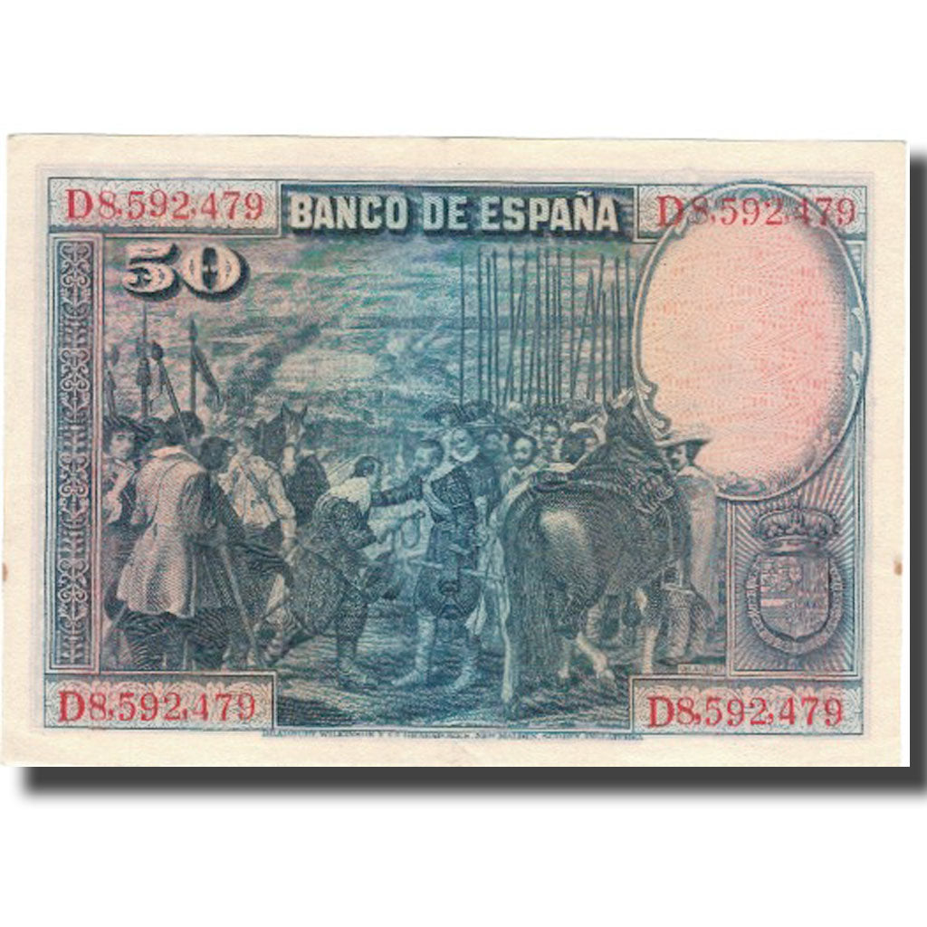 Banknote, Spain, 50 Pesetas, 1928, 1928-08-15, KM:75a, AU(55-58)