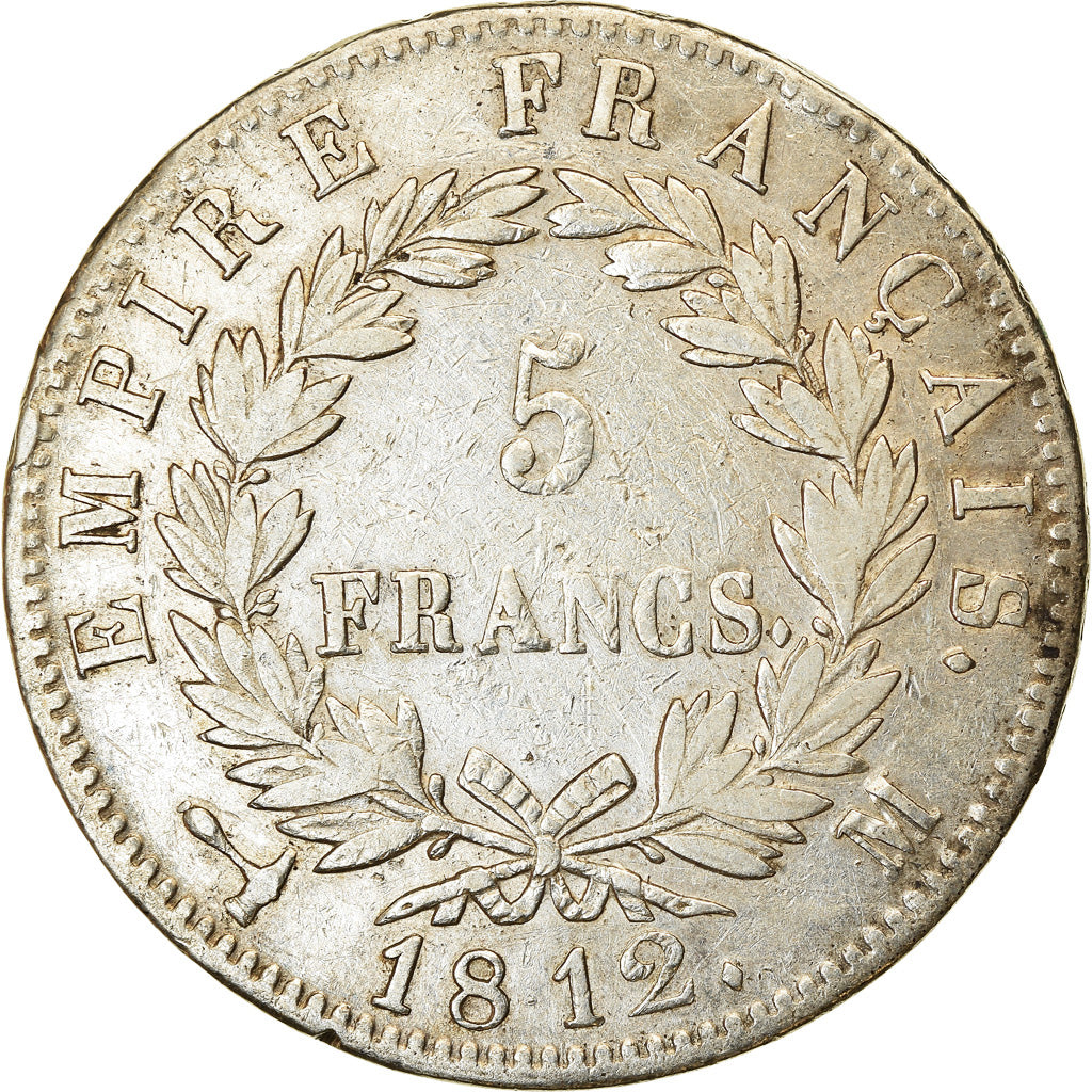 Coin, France, Napoléon I, 5 Francs, 1812, Toulouse, EF(40-45), Silver