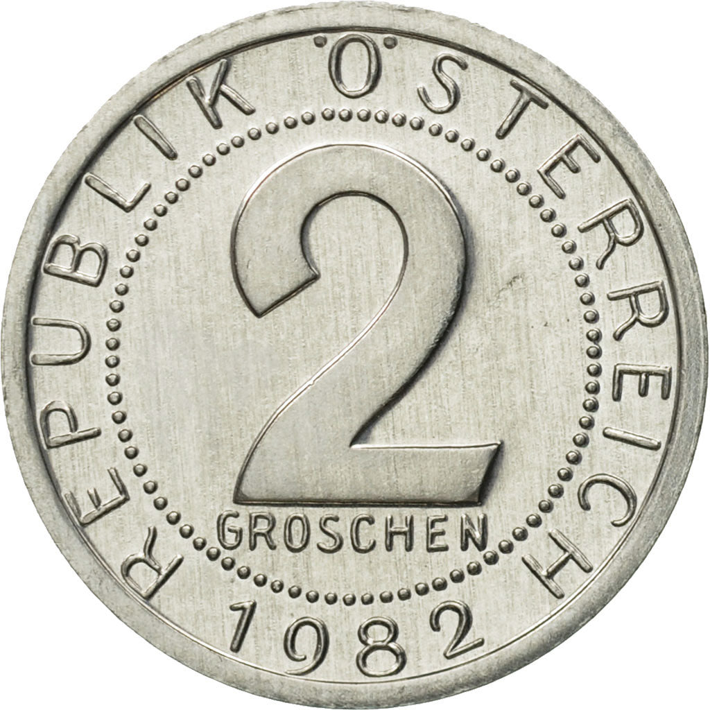 Coin, Austria, 2 Groschen, 1982, MS(63), Aluminum, KM:2876