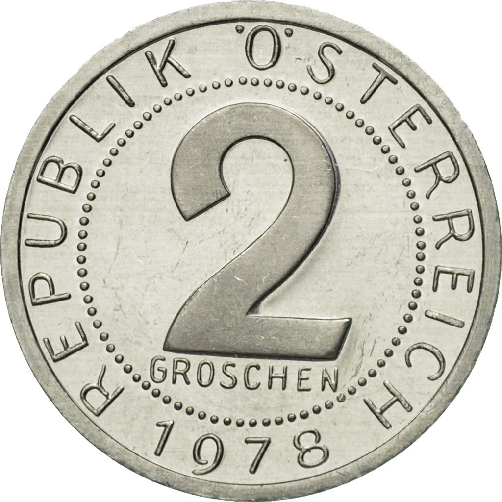 Coin, Austria, 2 Groschen, 1978, MS(63), Aluminum, KM:2876
