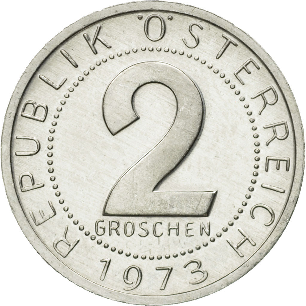 Moneta, Austria, 2 Groschen, 1973, MS(63), Aluminium, KM:2876