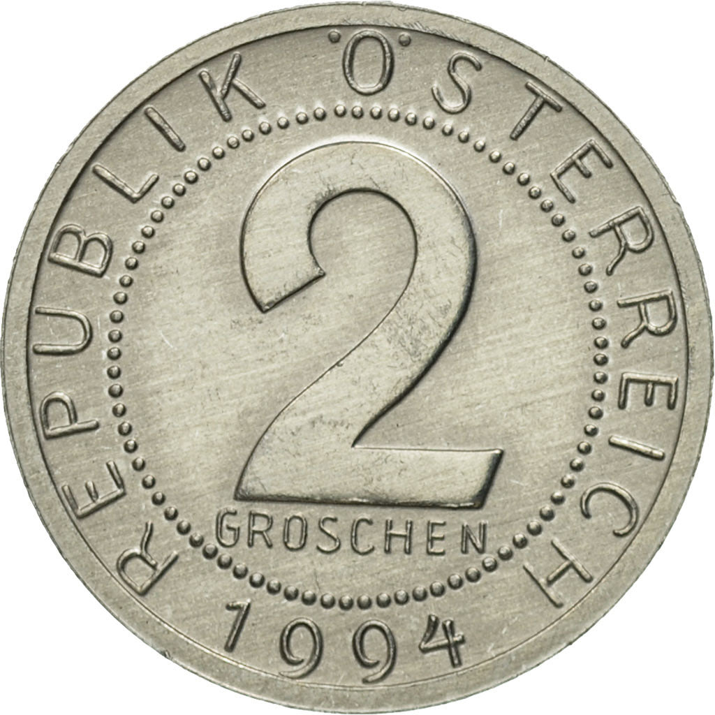 Coin, Austria, 2 Groschen, 1994, MS(63), Aluminum, KM:2876