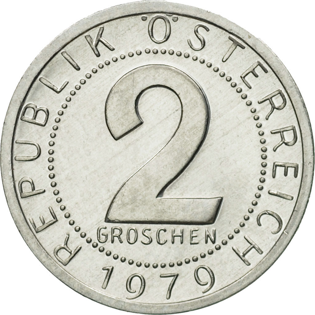 Moneda, Austria, 2 Groschen, 1979, SC, Aluminio, KM:2876