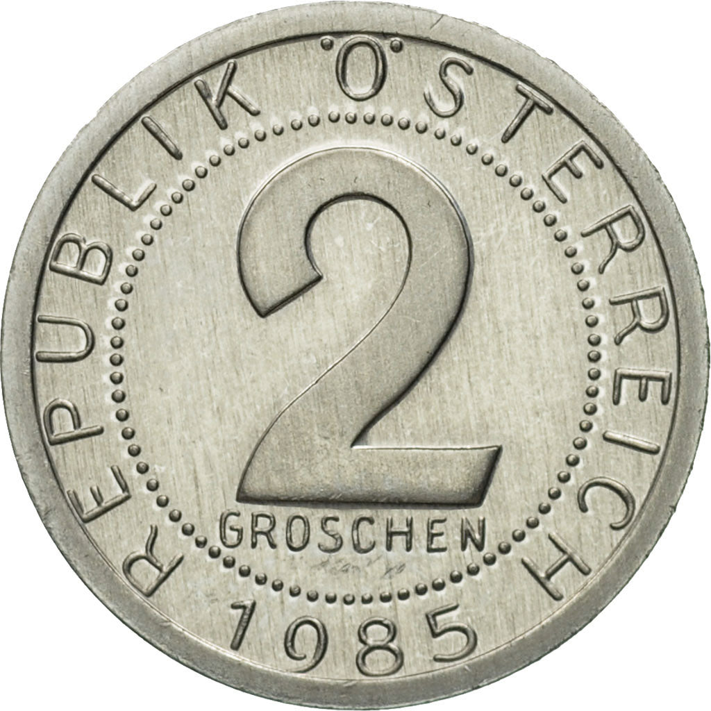 Coin, Austria, 2 Groschen, 1985, MS(63), Aluminum, KM:2876