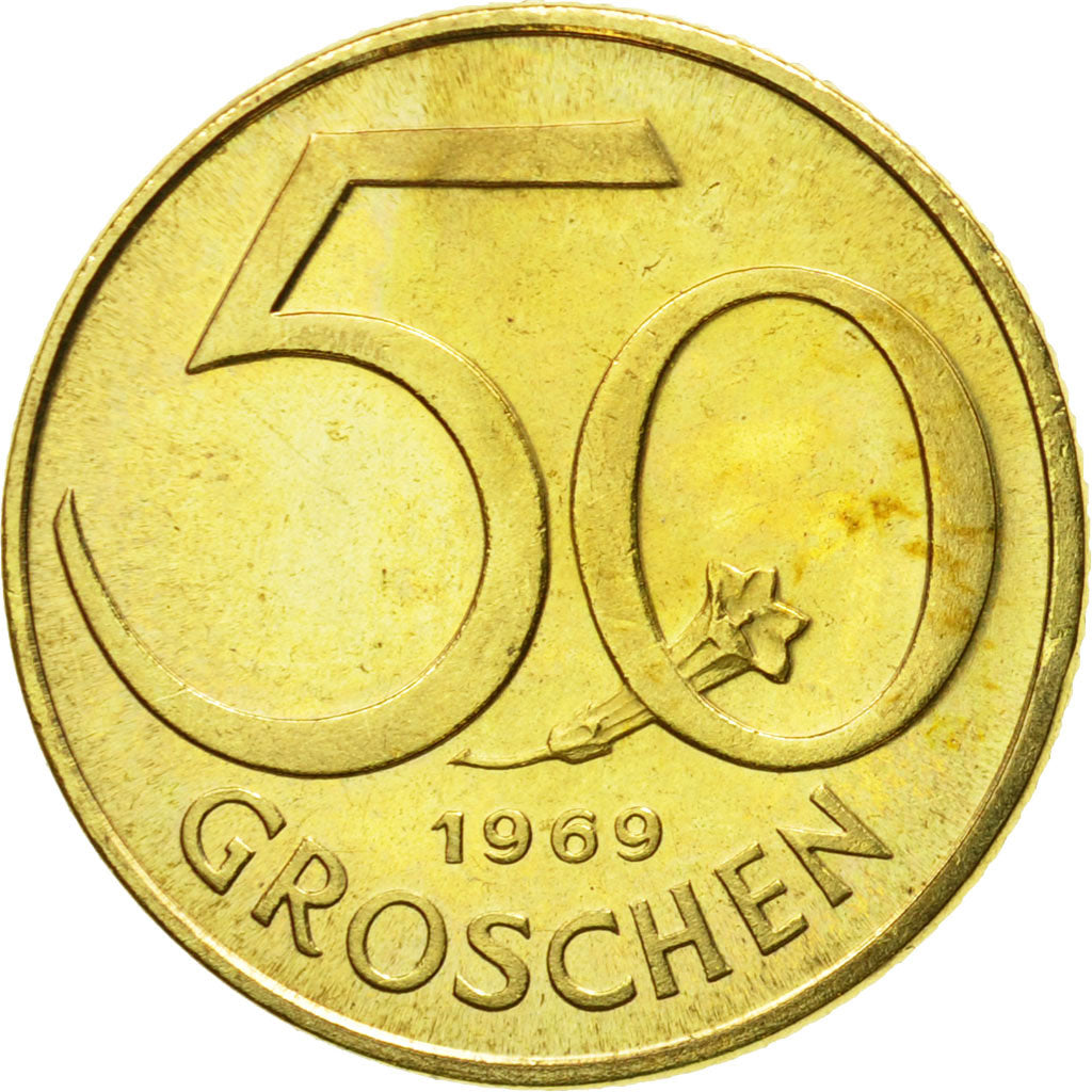 Munten, Oostenrijk, 50 Groschen, 1969, UNC-, Aluminum-Bronze, KM:2885
