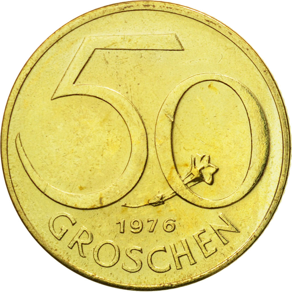 Coin, Austria, 50 Groschen, 1976, MS(63), Aluminum-Bronze, KM:2885