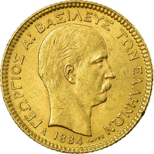 Coin, Greece, George I, 20 Drachmai, 1884, Paris, AU(55-58), Gold, KM:56
