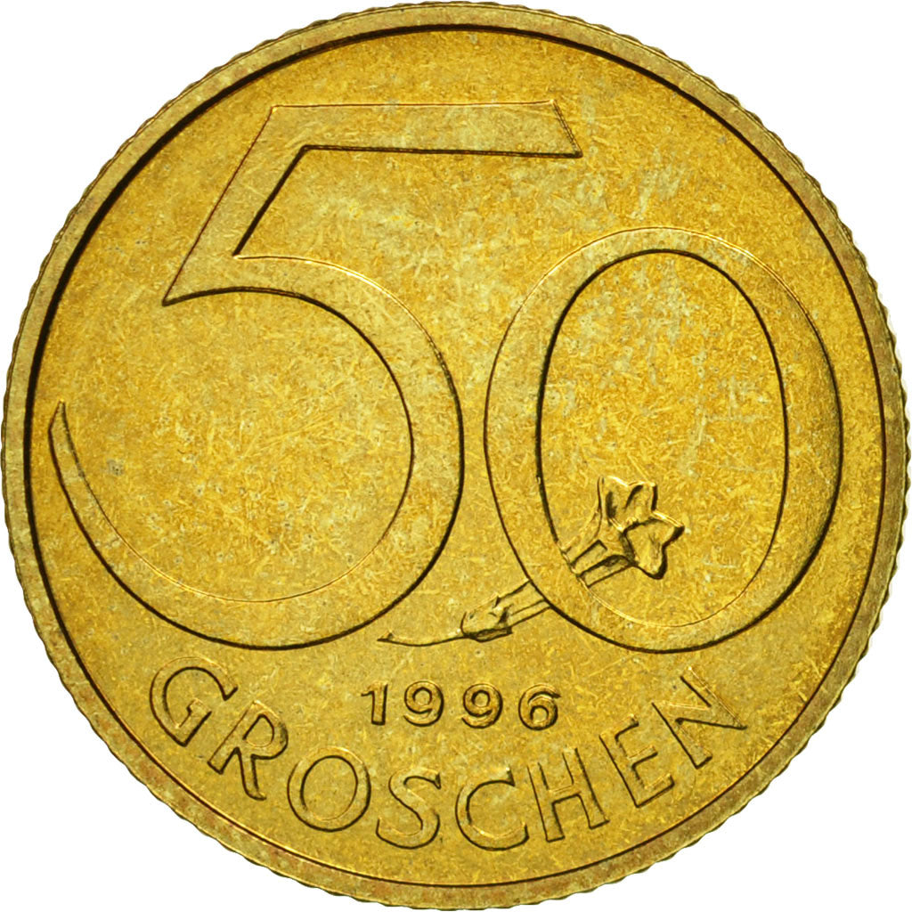 Coin, Austria, 50 Groschen, 1996, MS(63), Aluminum-Bronze, KM:2885