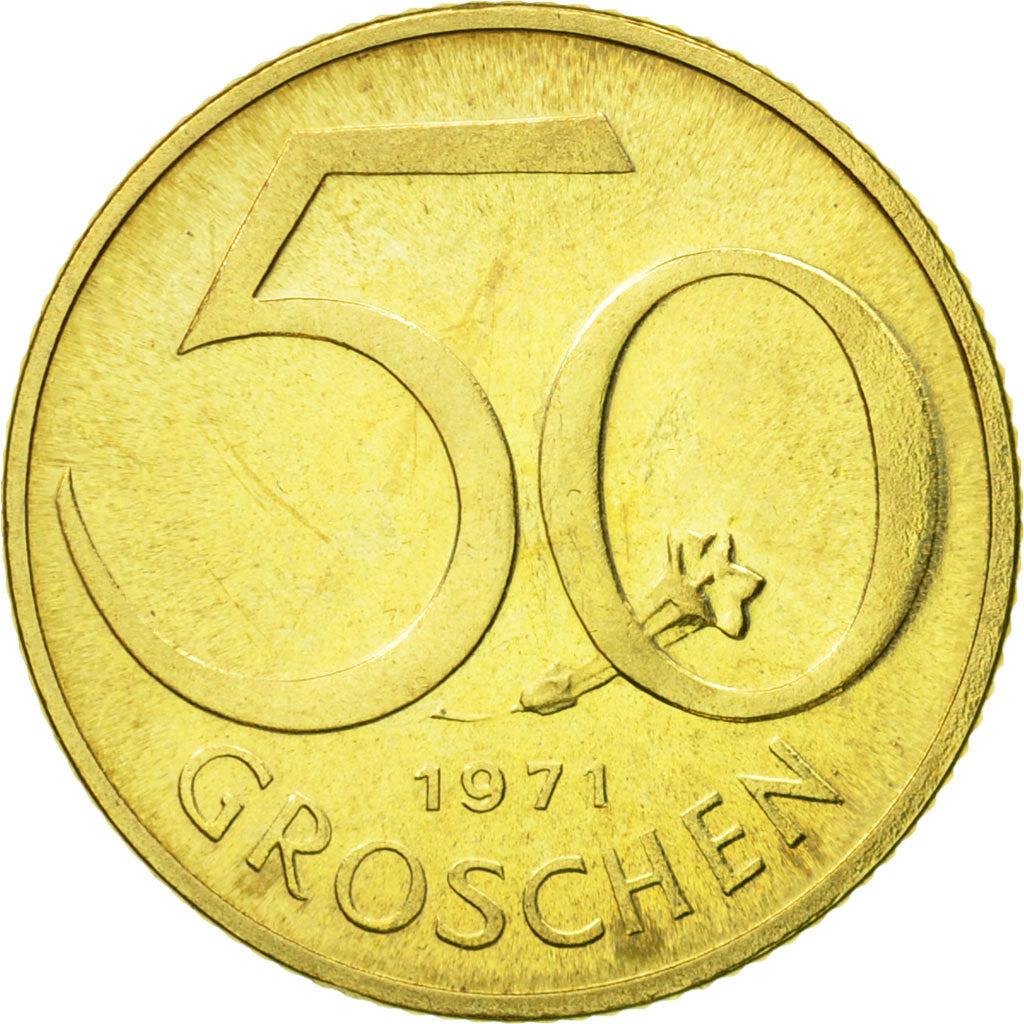 Coin, Austria, 50 Groschen, 1971, MS(63), Aluminum-Bronze, KM:2885