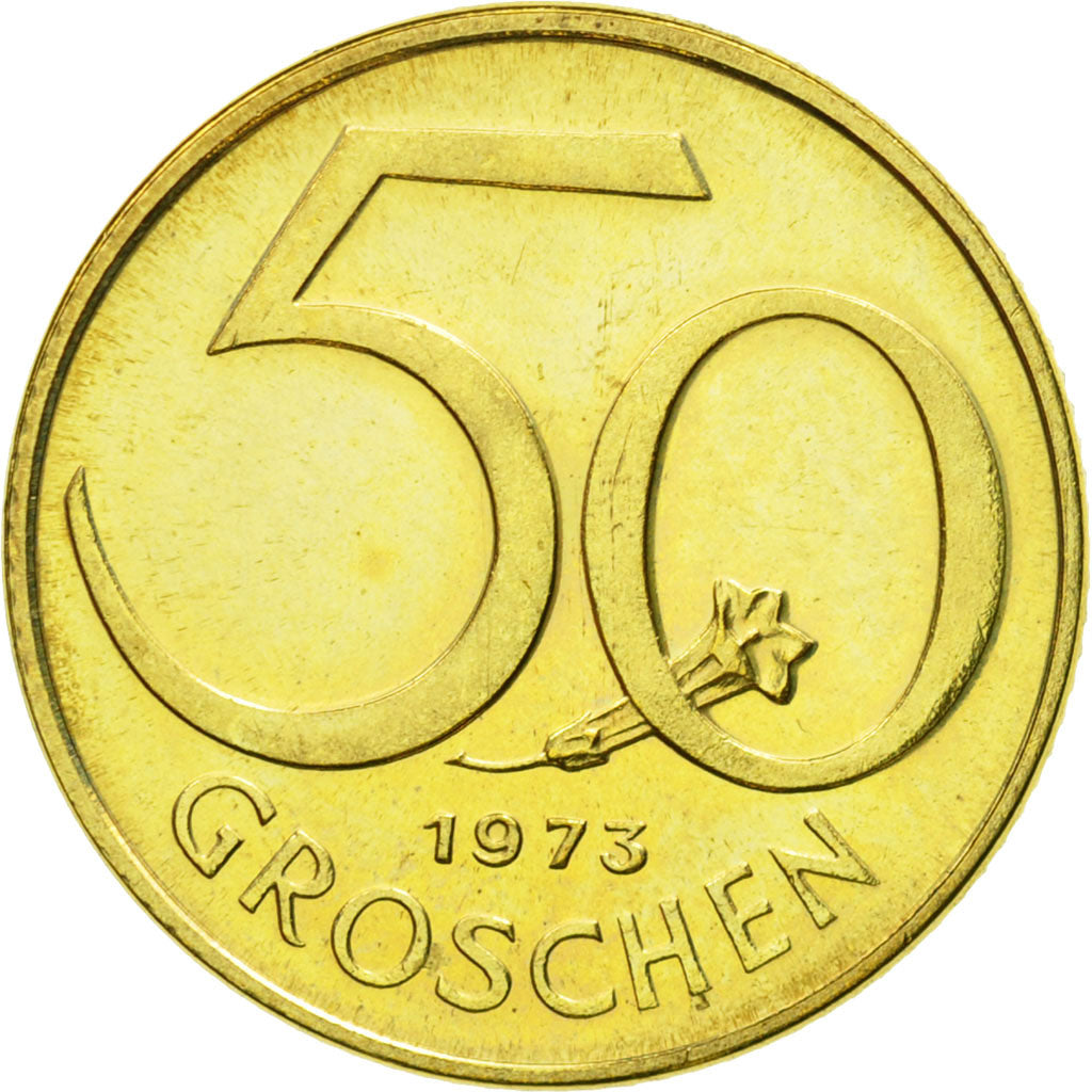 Coin, Austria, 50 Groschen, 1973, MS(63), Aluminum-Bronze, KM:2885