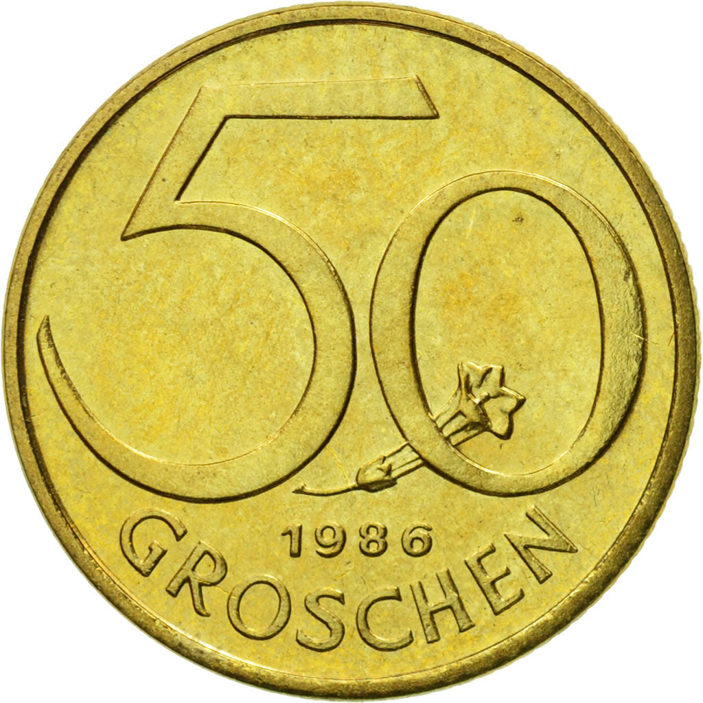 Münze, Österreich, 50 Groschen, 1986, UNZ, Aluminum-Bronze, KM:2885