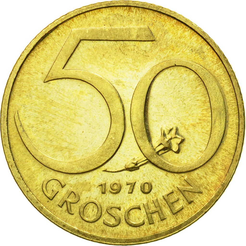 Coin, Austria, 50 Groschen, 1970, MS(63), Aluminum-Bronze, KM:2885