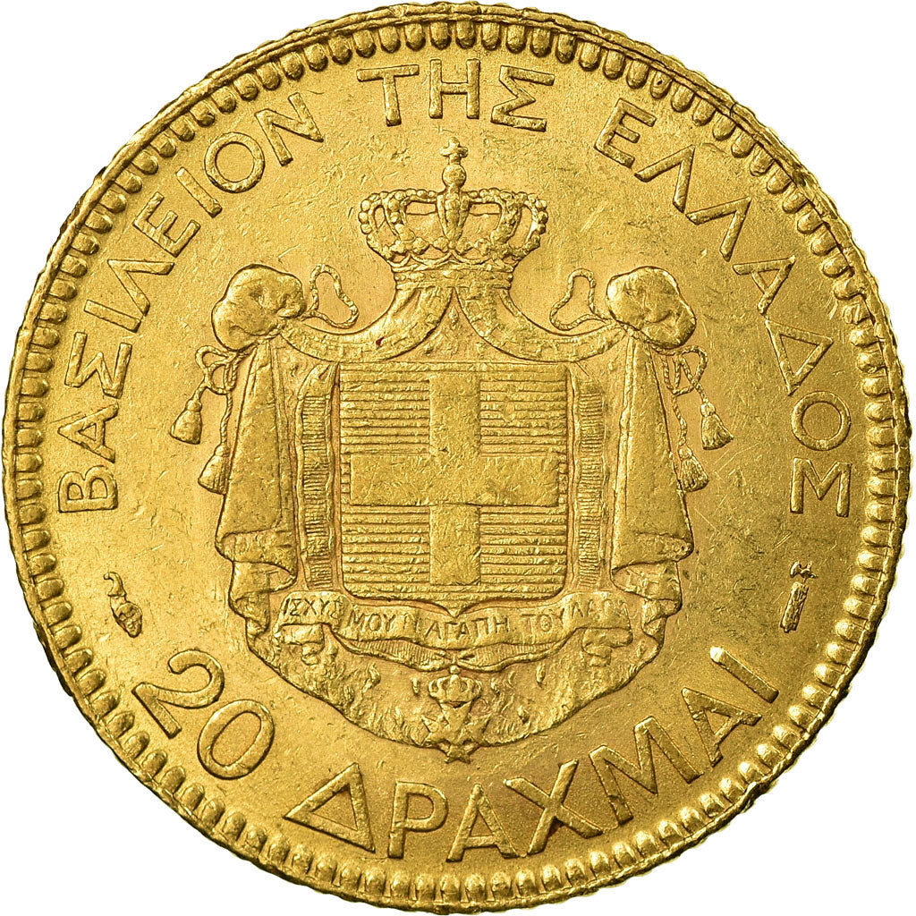Moneta, Grecia, George I, 20 Drachmai, 1884, Paris, SPL-, Oro, KM:56
