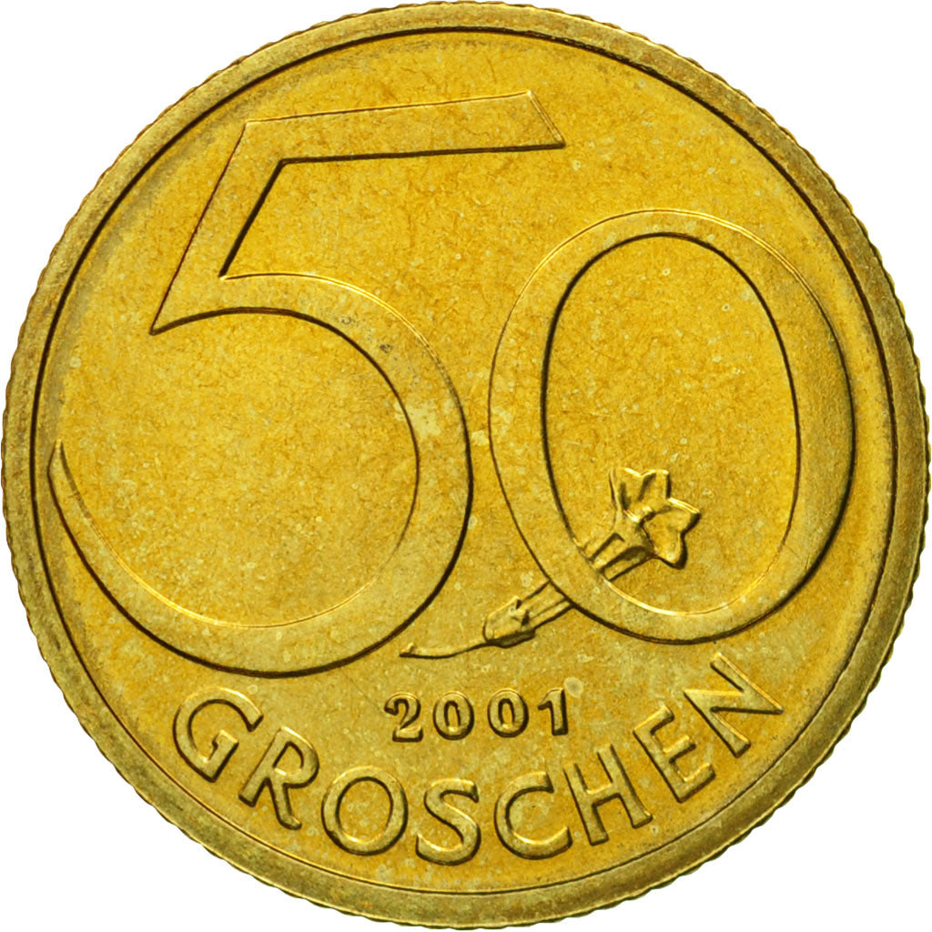 Coin, Austria, 50 Groschen, 2001, MS(63), Aluminum-Bronze, KM:2885