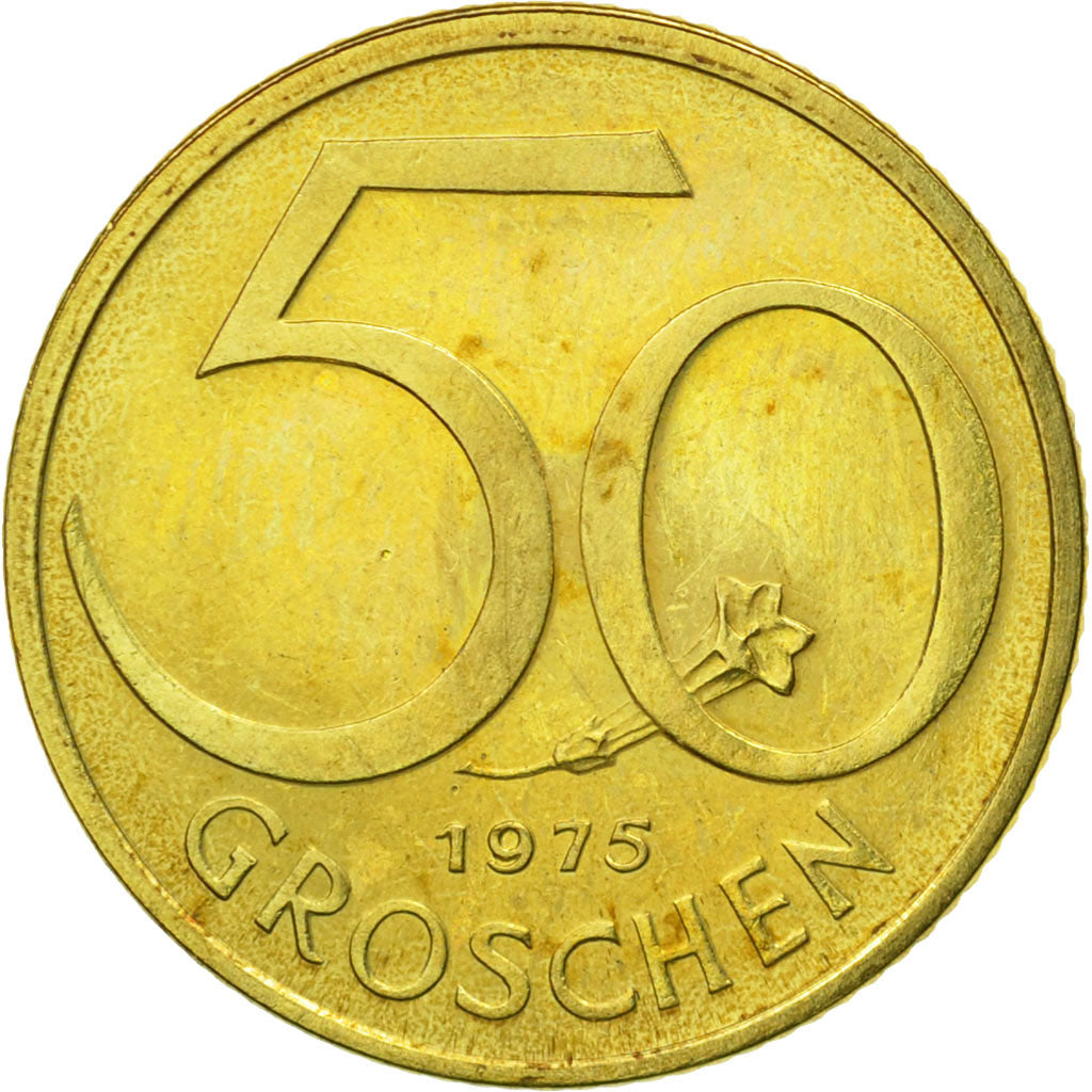 Coin, Austria, 50 Groschen, 1975, MS(63), Aluminum-Bronze, KM:2885