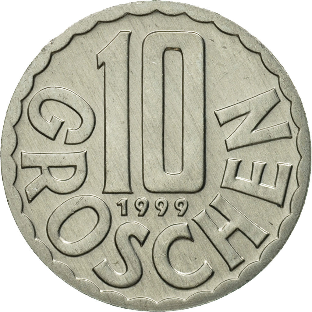 Coin, Austria, 10 Groschen, 1999, Vienna, MS(63), Aluminum, KM:2878