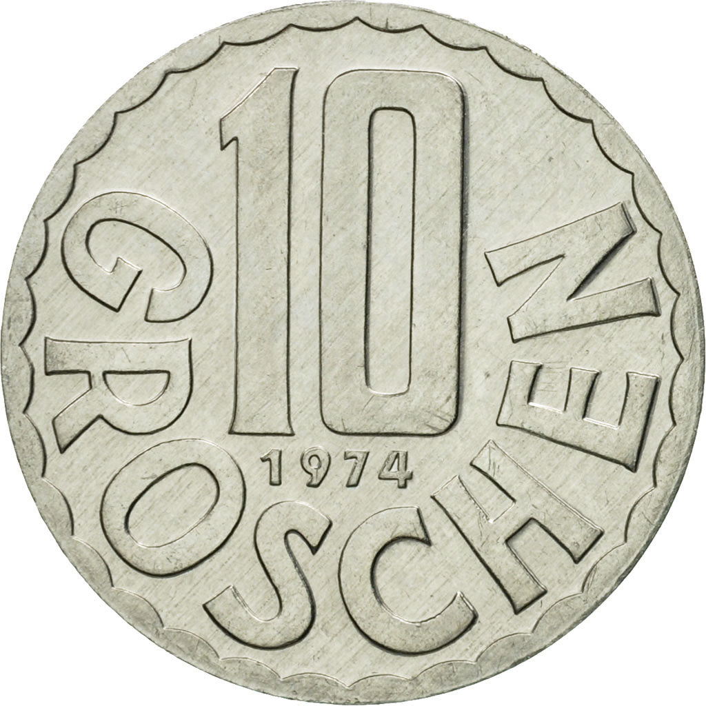 Münze, Österreich, 10 Groschen, 1974, Vienna, UNZ, Aluminium, KM:2878