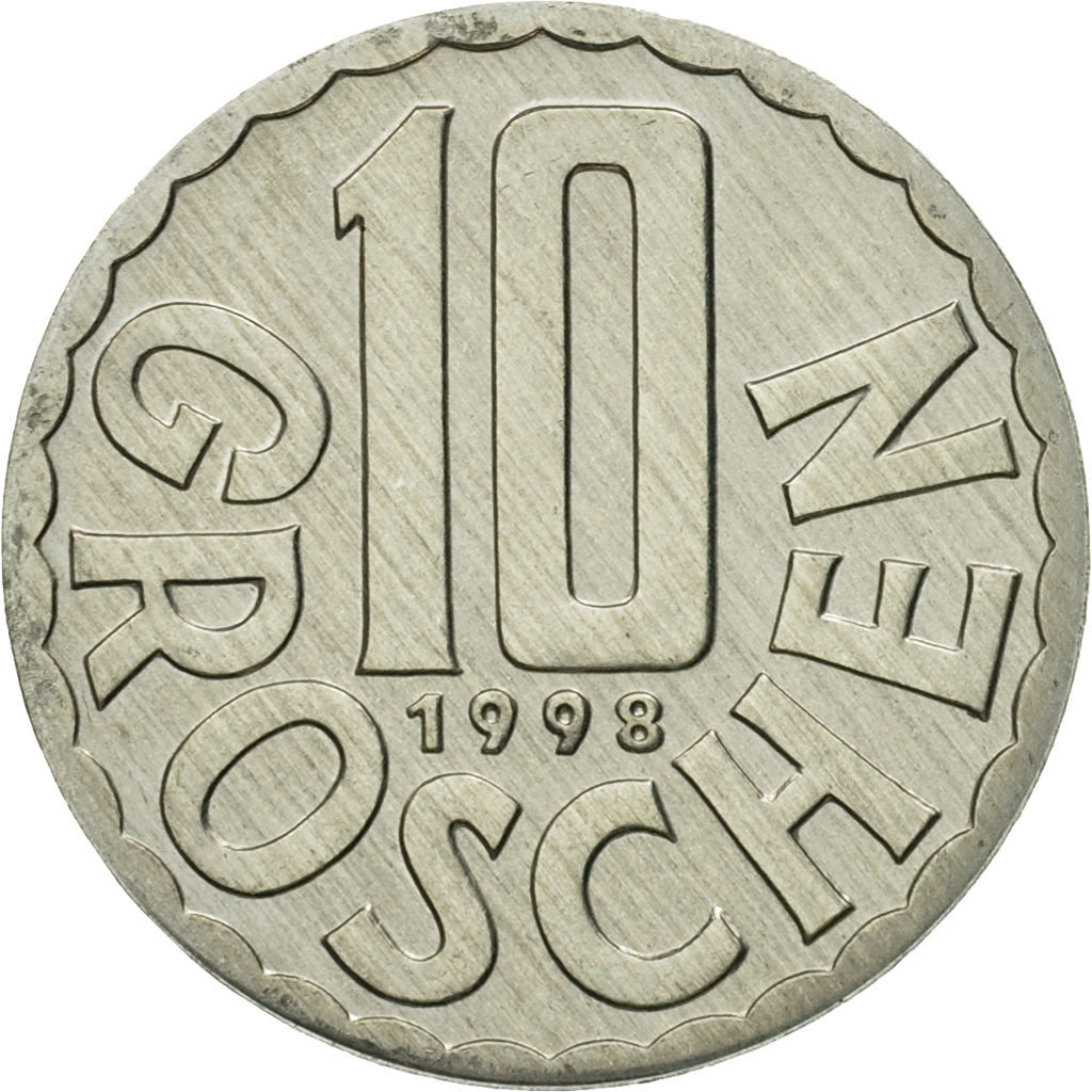 Munten, Oostenrijk, 10 Groschen, 1998, Vienna, UNC-, Aluminium, KM:2878