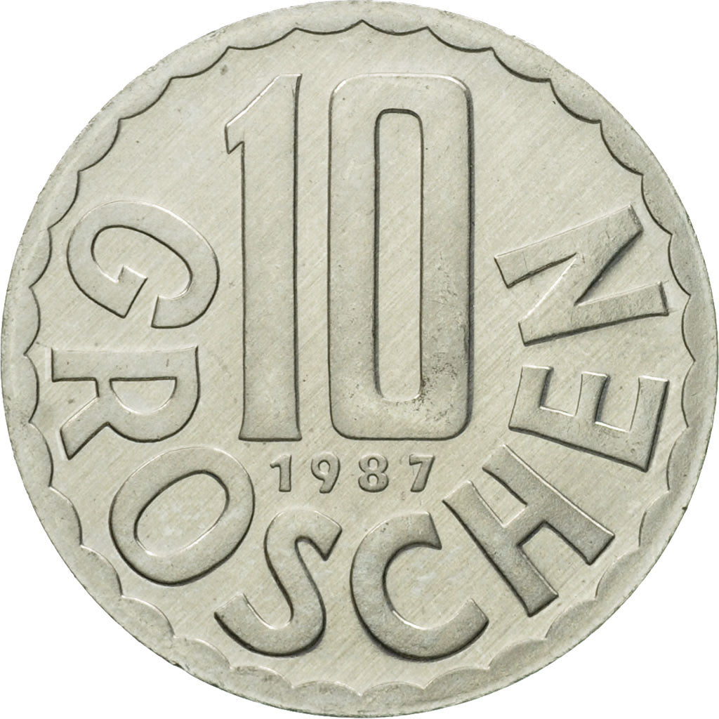 Moneda, Austria, 10 Groschen, 1987, Vienna, SC, Aluminio, KM:2878