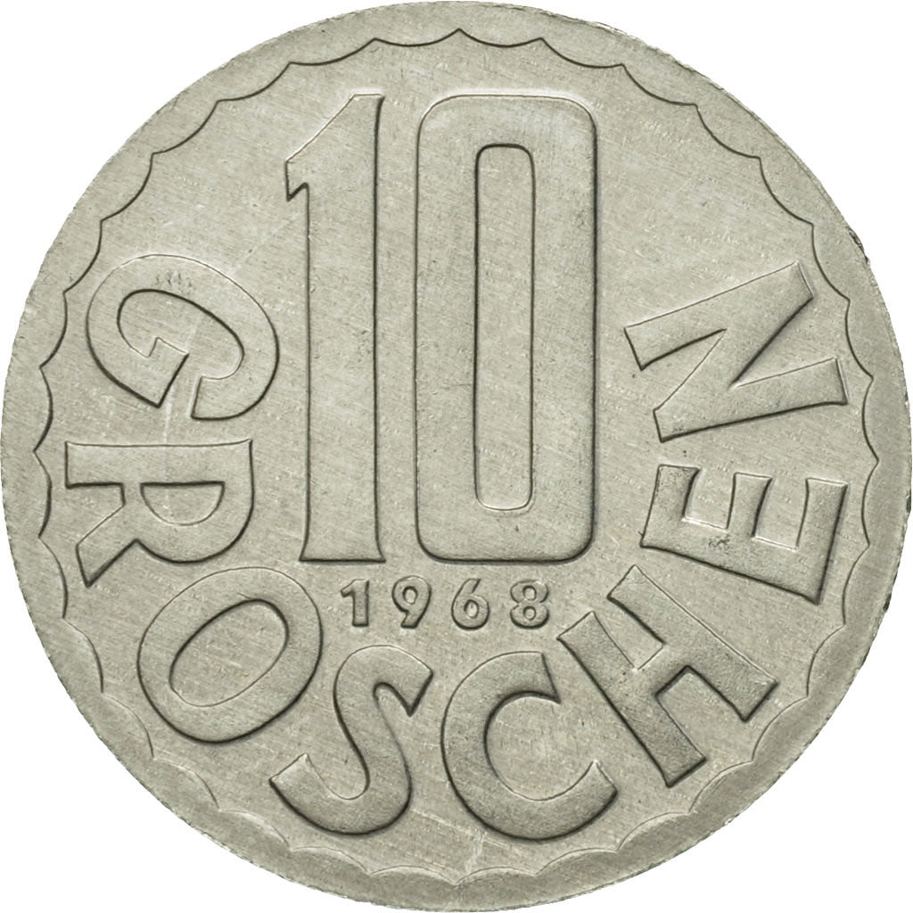 Coin, Austria, 10 Groschen, 1968, Vienna, MS(63), Aluminum, KM:2878