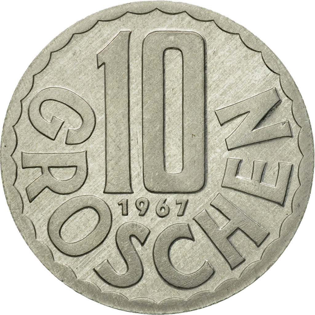 Coin, Austria, 10 Groschen, 1967, Vienna, MS(63), Aluminum, KM:2878