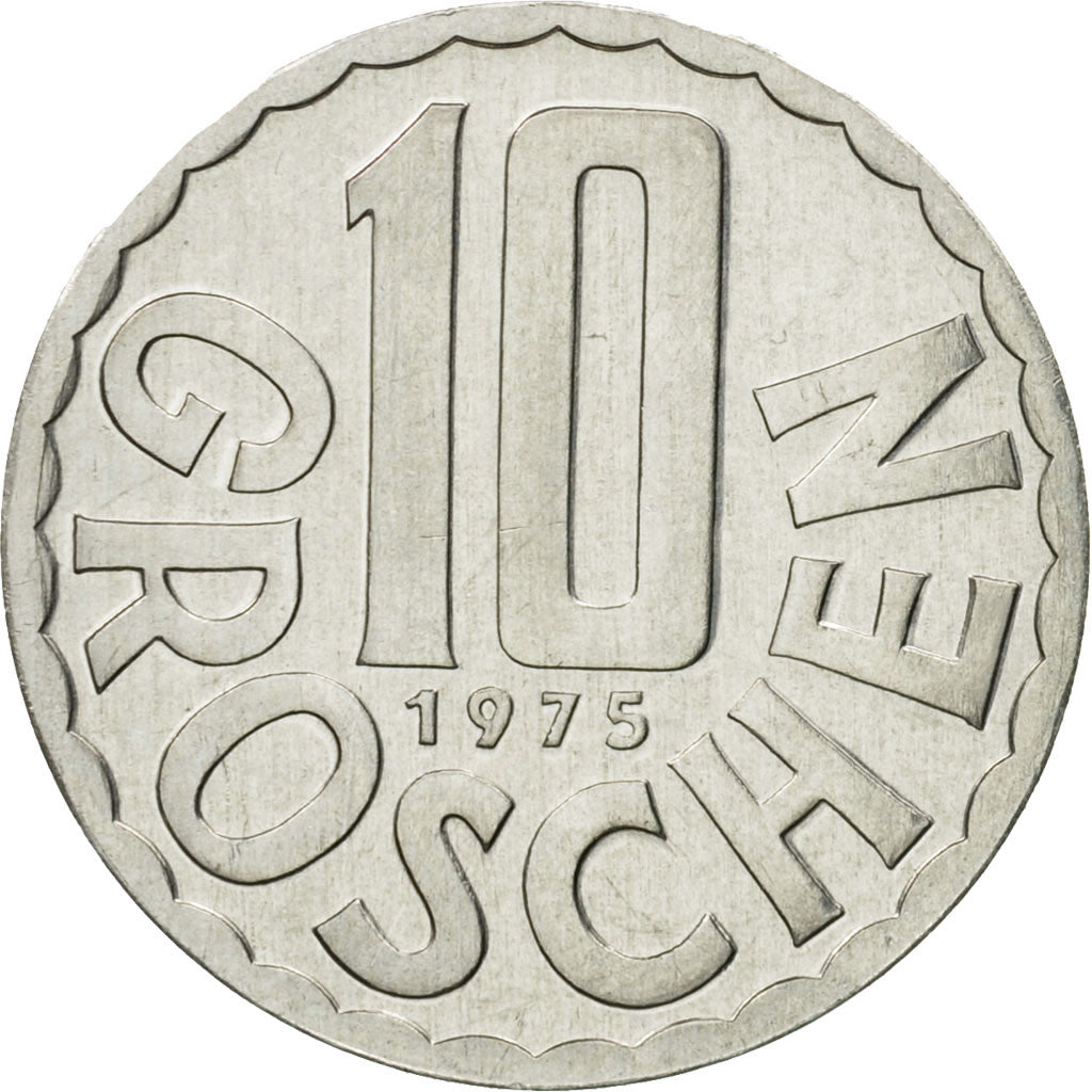 Munten, Oostenrijk, 10 Groschen, 1975, Vienna, UNC-, Aluminium, KM:2878