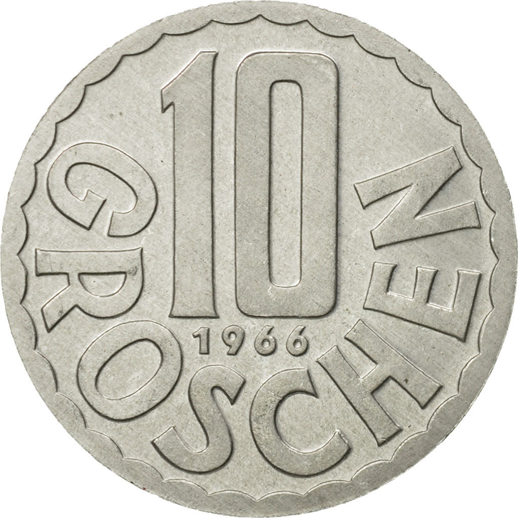 Coin, Austria, 10 Groschen, 1966, Vienna, MS(63), Aluminum, KM:2878