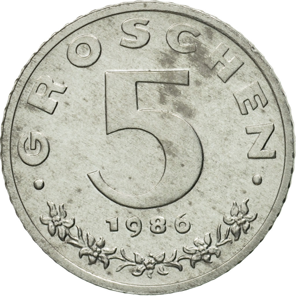 Coin, Austria, 5 Groschen, 1986, MS(63), Zinc, KM:2875