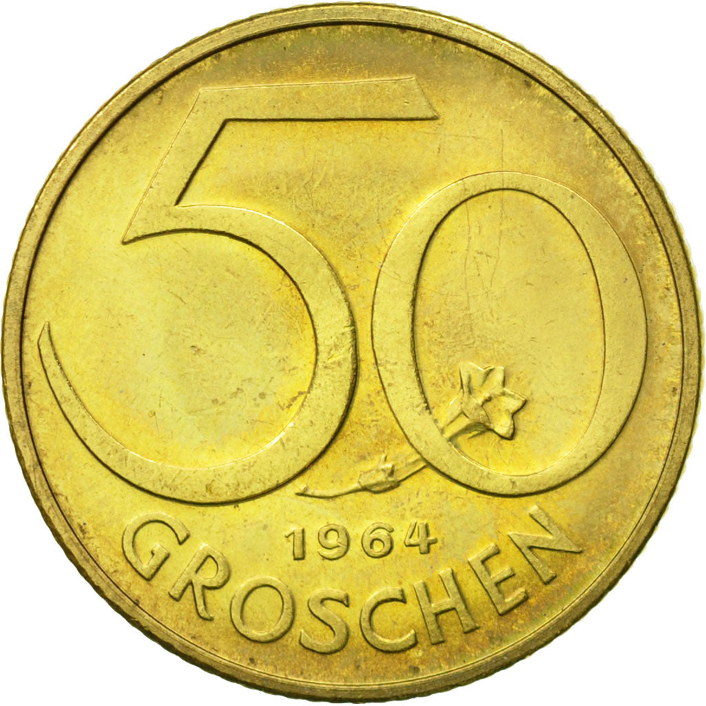 Coin, Austria, 50 Groschen, 1964, MS(63), Aluminum-Bronze, KM:2885