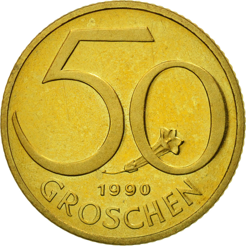 Moneta, Austria, 50 Groschen, 1990, SPL, Alluminio-bronzo, KM:2885