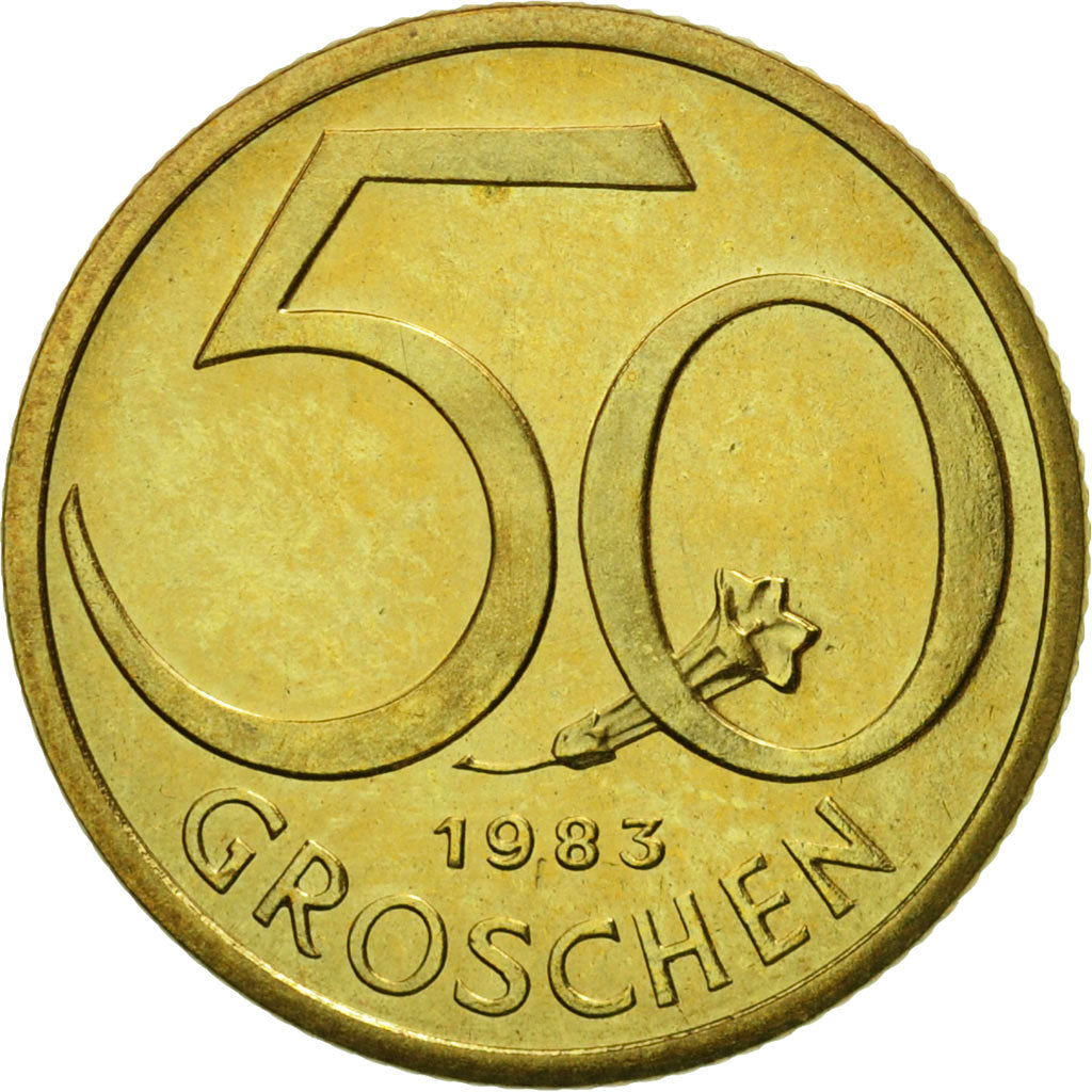 Coin, Austria, 50 Groschen, 1983, MS(63), Aluminum-Bronze, KM:2885